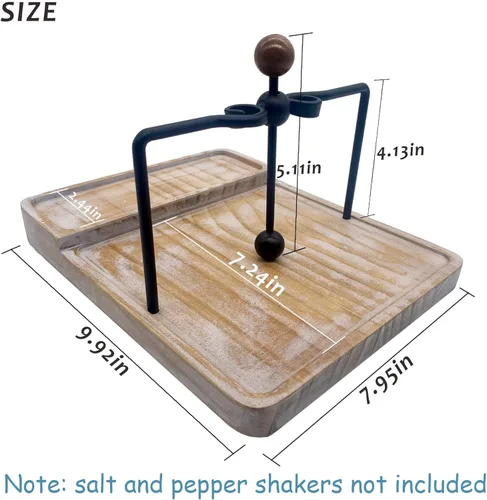 Miniatura 2 de Servilletero plano con salero y pimentero, decoración de mesa de cocina, servilletero rústico 2 en 1 para servilletas de papel, decoración de mesa