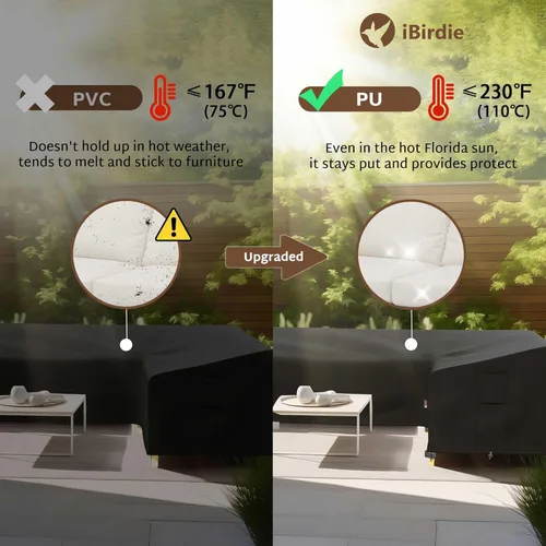 Miniatura 5 de iBirdie Funda para Muebles de Patio Exterior que se ajusta a 83 x 104 pulgadas, 80 x 102, 82 x 100 Sofá Seccional en Forma de L, Impermeable Negro