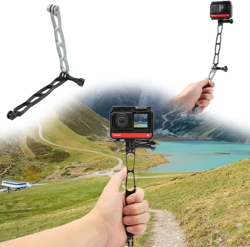 Miniatura 5 de Brazo de extensión de aleación de aluminio de montaje en poste de metal compatible con GoPro Hero 12/11/10/9/8/7/6/5 Negro, APEMAN/AKASO/TENKER/DJI