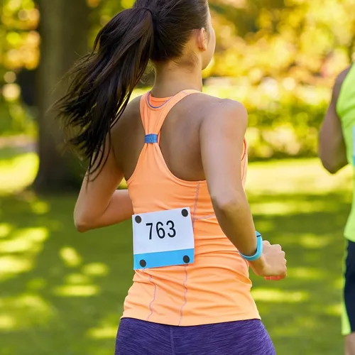 Miniatura 7 de Juexica Clips de babero para correr, sistema de fijación de hebilla de número de carrera, soporte de sujetador de maratón para eventos de campo