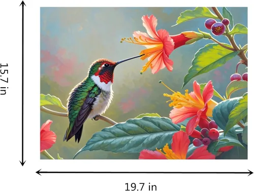 Miniatura 5 de TINDAY Kit de pintura al óleo por números para adultos, pintura de colibrí por números para adultos, principiantes, pintura en lienzo por números