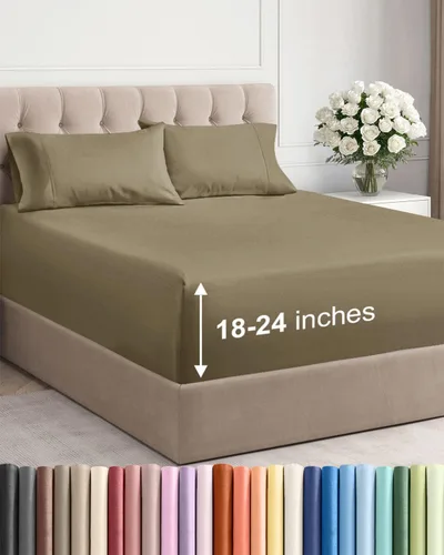Miniatura 16 de Sábanas King divididas con bolsillos extra profundos, sábanas transpirables y refrescantes de 5 piezas, sábanas de lujo para hotel, suaves, sin 22