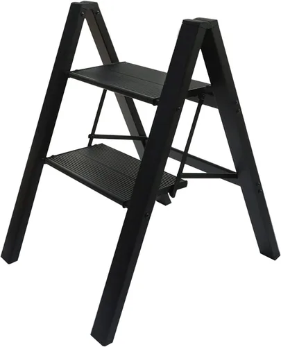 Taburete plegable de escalera de 2 escalones, taburete plegable antideslizante con pedal expandido, para uso doméstico y oficina, taburete de cocina