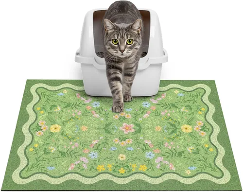 Miniatura 11 de Glittme Alfombrilla de Arena para Gatos con Base Antideslizante, Alfombrilla de Caja de Arena Impermeable que Atrapa la Arena, Fácil de Limpiar