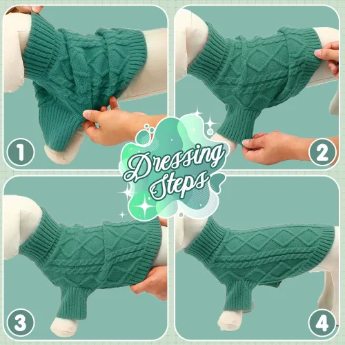 Miniatura 5 de Emust Suéter para perro pequeño, trajes de cable para perros pequeños, suéteres cálidos de otoño e invierno para perros pequeños y medianos, azul