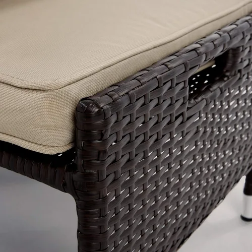 Miniatura 5 de Serta Laguna - Juego de muebles de patio para exteriores, 5 piezas, sillas reclinables de mimbre marrón con otomanas, cojines y mesa auxiliar