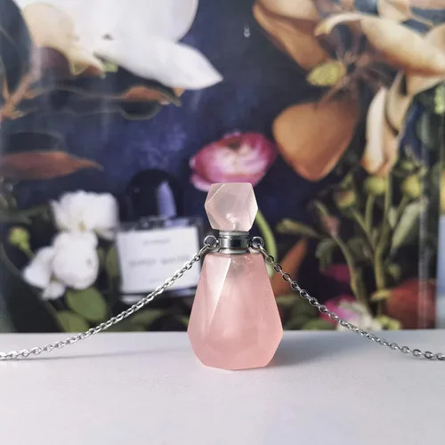 Miniatura 56 de Perfume Bottle Necklace Heart Shape, Amethyst Necklace Healing Crystal for Women, Essential Oil Diffuser Bottle Necklace Jewelry for Liquid