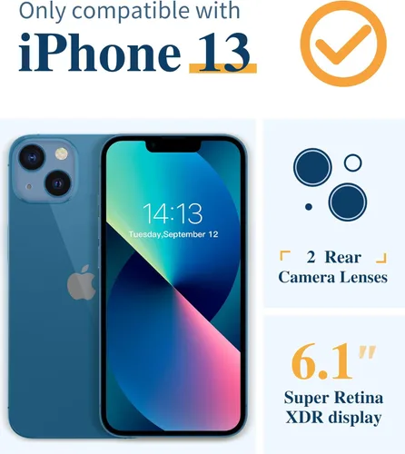 Miniatura 2 de GVIEWIN Funda diseñada para iPhone 13 de 6.1 pulgadas, con protector de pantalla de vidrio templado + protector de lente de cámara, flor Hibisco