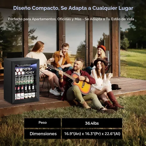 Miniatura 6 de Feelfunn - Refrigerador para bebidas con capacidad para 16 botellas y 68 latas, mini refrigerador con puerta de vidrio, para gaseosas, vino