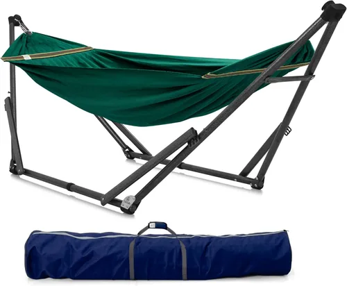 Miniatura 17 de Soporte de hamaca Tranquillo Uniki con garantía de 3 años, hamaca plegable instantánea de 30s con soporte, hamaca de camping con capacidad de 550 1.