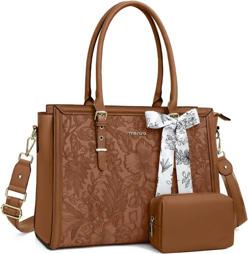 Miniatura 17 de MOSISO Bolsa para Portátil para Mujeres, 15.6-16 pulgadas Bolsa Tote de Piel Sintética Compatible con MacBook, HP, Dell, Asus Notebook, Bolsas