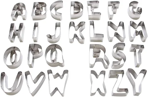 Miniatura 2 de Juego de 26 piezas de cortador de galletas del alfabeto grande (A - Z), herramientas de decoración de acero inoxidable, cortador de fondant de letras