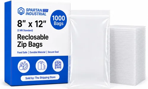 Spartan Industrial - 8 x 12 pulgadas (1000 unidades) Bolsas de polietileno de plástico transparente con cierre de cremallera de 2 mil con cierre