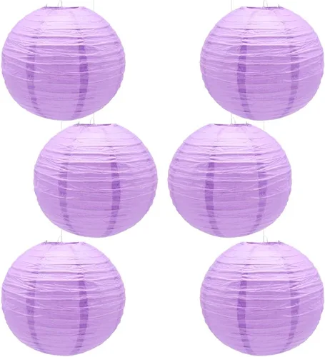 Miniatura 10 de 6 linternas de papel de 12 pulgadas, color rosa, chinas, japonesas, redondas, colgantes, faroles de papel para Halloween, bodas, cumpleaños, faroles
