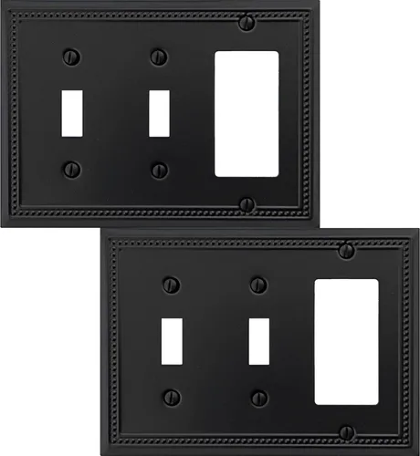 Miniatura 64 de OKAWYC Cubierta de Interruptor de Luz de Tomacorriente Dúplex Individual Belaire de Metal con Cuentas para Pared, Paquete de 4 Latón Antiguo 1 Gang