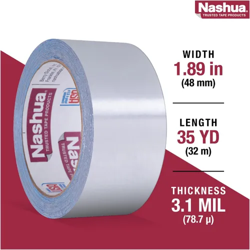 Miniatura 3 de Nashua cinta de aluminio para reparaciones impermeables, de 48 mm de ancho, 11 ml de grosor y 10 mm de longitud