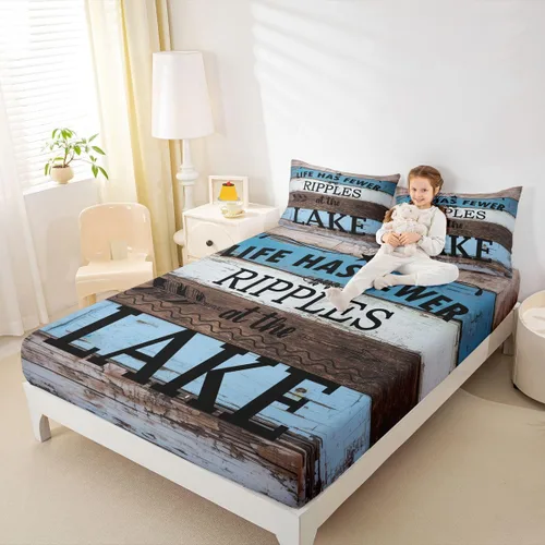 Miniatura 39 de Erosebridal Fishing Fitted Sheet Twin for Boys, Big Pike Fish Black Bed Sheets for Rustic Farmhouse Lake House Decor, Fishing Bedding Set Marine