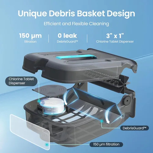 Miniatura 4 de AIPER Surfer S2 Robot de Limpieza de Superficie de Piscina con Energía Solar con Soporte de APP, Limpieza Continua 24/7, Modos de Carga Dual, Gris