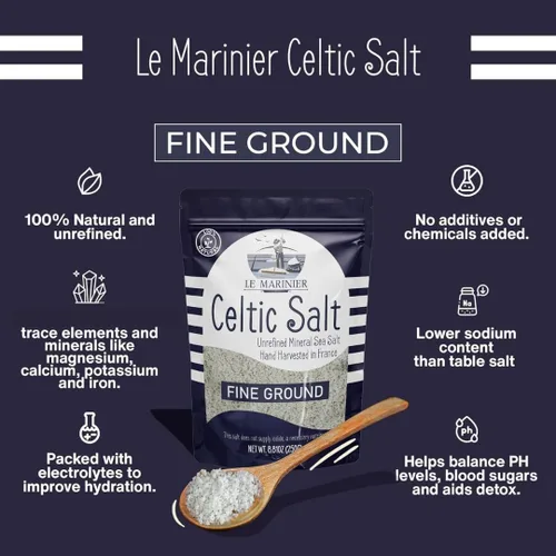 Miniatura 3 de Le Marinier Sal Celta Orgánica Finamente Molida, 5 libras, Rica en Minerales, 100% Natural y Sin Refinar, Sal Marina Francesa Orgánica. Sal Marina