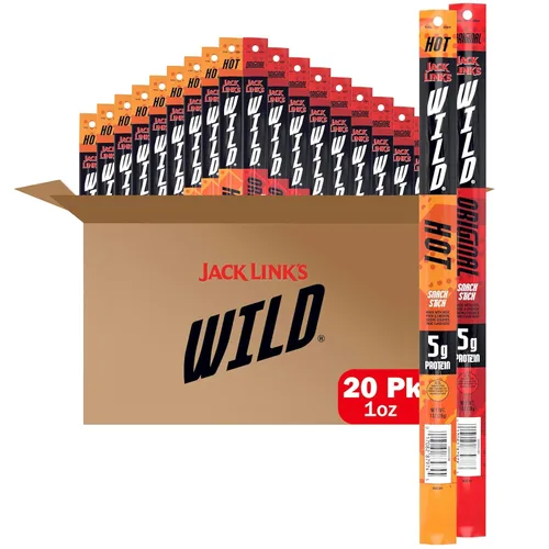 Miniatura 8 de Jack Link's WILD Hot Spicy Jerky Sticks – Snacks proteicos listos para comer – 0.18 oz de proteína por porción – (paquete de 20) aperitivos de carne