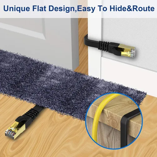 Miniatura 3 de KASIMO Cable Ethernet plano Cat 8 de 50 pies, cable de red LAN de Internet plano de alta velocidad Cat8 de 40 Gbps 2000 MHz SSTP con conector RJ45