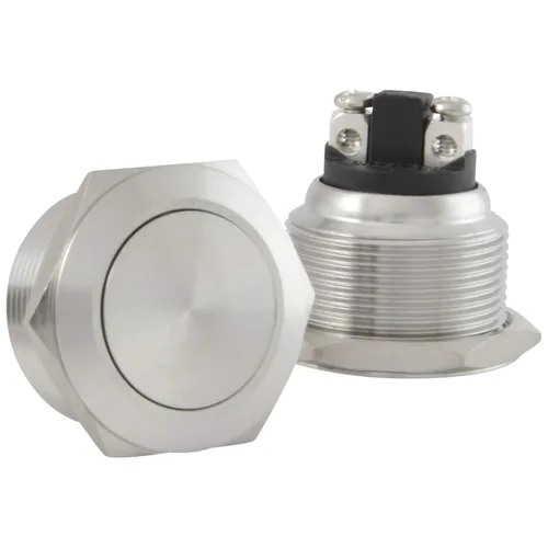 Miniatura 8 de JacobsParts Interruptor de arranque momentáneo pulsador circular de metal plateado para orificio de corte de panel de 1/2" (12mm) de diámetro