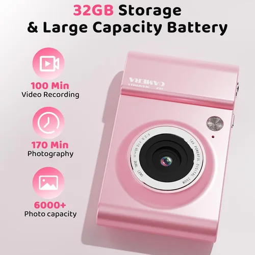 Miniatura 7 de Cámara digital, cámara 4K Vlogging para niños con zoom de 64 MP y 16X antivibración, cámara digital para niños de 3 a 12 años, regalos de cumpleaños