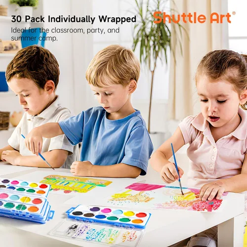 Miniatura 7 de Shuttle Art Juego de 30 pinturas de acuarela a granel, juego de pintura de acuarela de 12 colores a granel con pinceles para niños y adultos