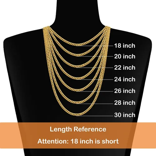Miniatura 5 de Jewlpire Diamond Cut Miami Mens Cuban Link Chain Necklace, Gold Chain Silver Chain for Men Boys Women, Hip-Hop & Cool Style, 316L Stainless