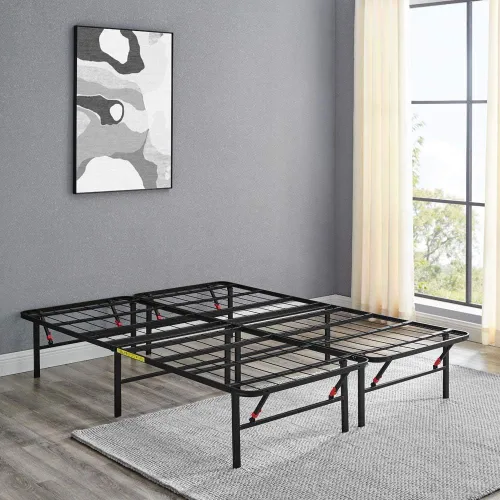 Miniatura 11 de Amazon Basics Base de cama con almacenamiento, plataforma de metal plegable, acero resistente, no necesita somier, 14 pulgadas de alto, instalación