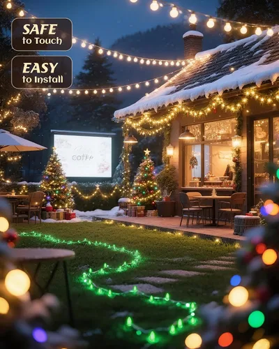 Miniatura 6 de Brightown Comercial Juego de 500 pies de enchufes para luces de Navidad C7/E12, enrollados, luces de cadena de patio certificadas UL, cable negro