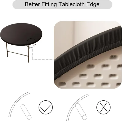Miniatura 5 de Mantel redondo de elastano ajustable de 48 pulgadas, mantel plegable elástico de picnic, mantel elástico para mesa de patio, manteles lavables