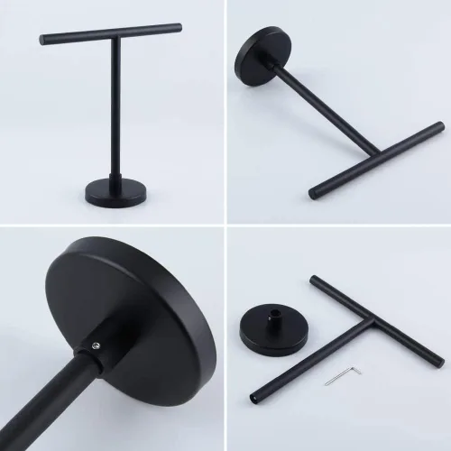 Miniatura 5 de Estante de encimera negro mate de pie libre, moderno soporte para toallas de mano para baño, cocina o tocador