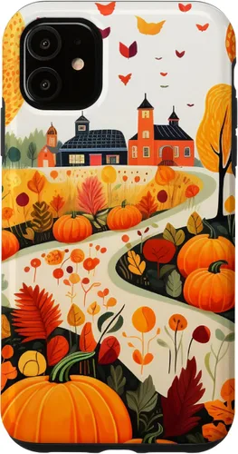 Miniatura 8 de iPhone 12 mini hojas otoño calabaza patrón otoño color hojas caso