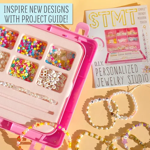 Miniatura 6 de STMT Estudio de joyería personalizada, crea más de 50 piezas premium, kit de fabricación de pulseras de moda, incluye dijes de pulsera de metal