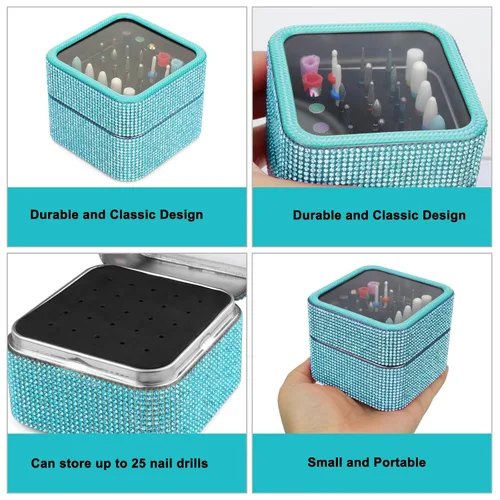Miniatura 6 de Cellentool Juego de 25 brocas de uñas con caja de almacenamiento, brocas de carburo de diamante de cerámica de tungsteno de 3/32 pulgadas