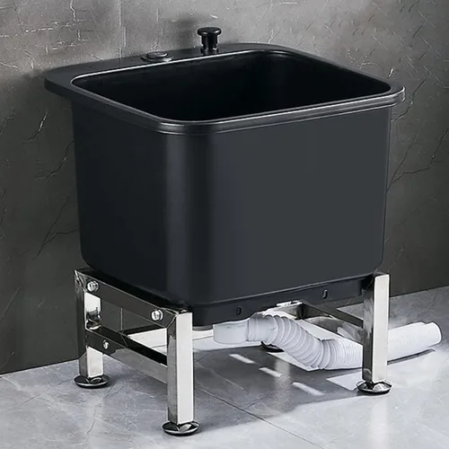 Miniatura 8 de Fregadero de fregona de piso con rodillo, lavabo de servicio de trapeador comercial, fregaderos de cocina de un solo tazón, tinas grandes de pie