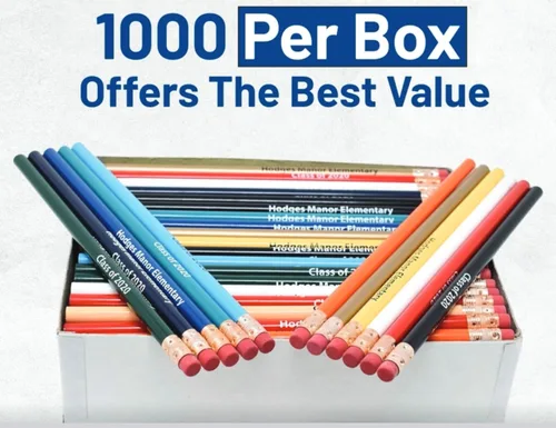 Miniatura 7 de Lápices redondos personalizados con impresión promocional de Pencil Guy, 144 por caja. ¡19 colores para elegir! Amarillo