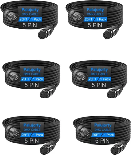 Miniatura 9 de Paquete de 2 cables DMX de 5 pines de 10 pies con 3 conductores para iluminación de escenario y controlador