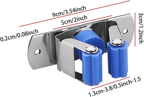 Miniatura 4 de Soporte para escobas de montaje en pared, soporte para trapeador montado en la pared, colgador de escoba de acero inoxidable, estante