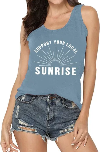 Miniatura 6 de Women Mountain Explorer Sunrise Graphic Tank Tops Girls Trip T-Shirts Athletic Workout Hiking Camping Adventure Summer Tees