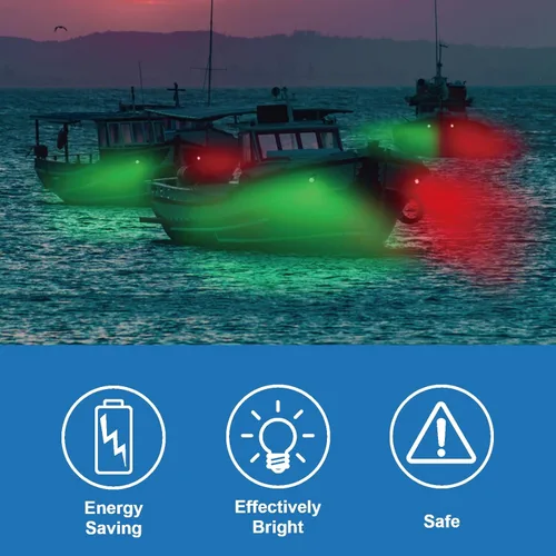 Miniatura 6 de Obcursco Luces de Navegación para Barco, LED Rojo y Verde de Montaje Vertical para Proa y Popa, Luces Marinas Impermeables IP67 para Pontones, Negro