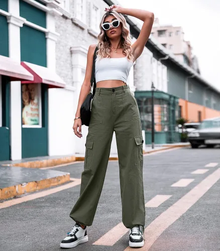 Miniatura 2 de ZMPSIISA Pantalones cargo de cintura alta para mujer, pantalones casuales de pierna ancha, 6 bolsillos, pantalones militares de combate