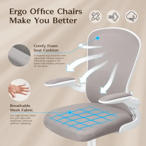 Miniatura 4 de FelixKing Silla de Oficina, Sillas de Escritorio Ergonómicas con Ruedas, Silla de Malla para el Hogar, con Soporte Lumbar Ajustable y Altura, Silla