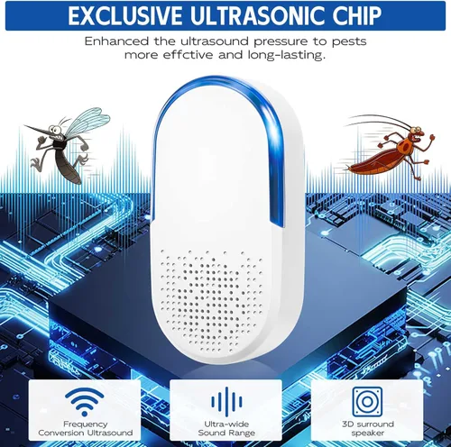 Miniatura 2 de Repelente ultrasónico de control de plagas para interiores, ratón, roedor, rata, mosquito, araña, cucaracha, repelente de insectos para interiores