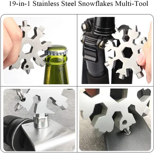 Miniatura 4 de Herramienta increíble 19 en 1, Easy N Genius, multiherramienta FEX 18 en 1 de acero inoxidable para copos de nieve (plata)