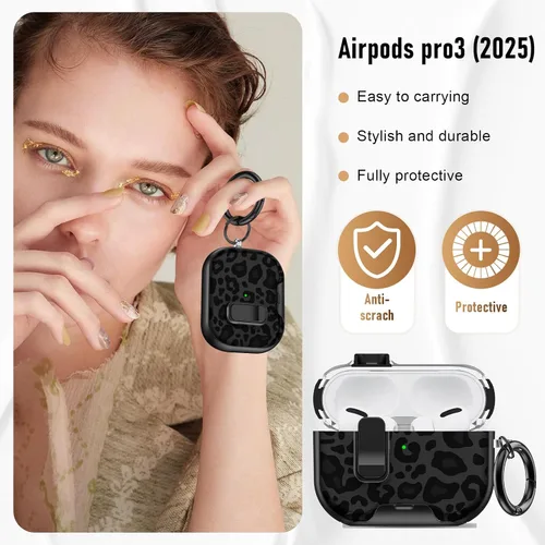 Miniatura 4 de Funda compatible con Airpods Pro 3 (2025) con soporte para teléfono y kit de limpieza, bonito clip de silicona suave para Apple AirPods Pro de 3ª