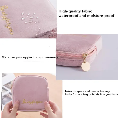 Miniatura 3 de Servilletero sanitario de tela flocado, bolsa de taza menstrual, soporte para almohadilla de lactancia, organizador de almacenamiento lavable, 3