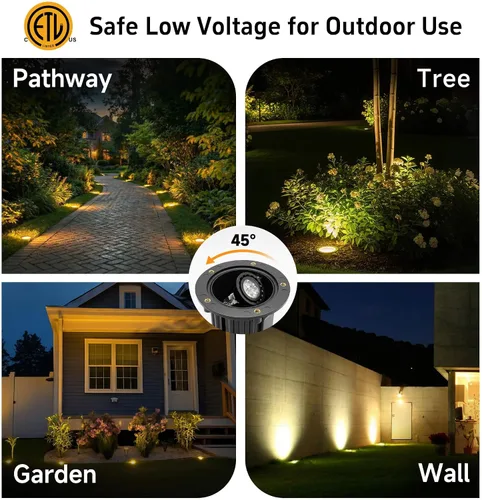Miniatura 6 de Gardenreet Luz de pozo de latón - Iluminación de paisaje impermeable para exteriores de 12V LED enterrada, lámpara de bajo voltaje con bombilla