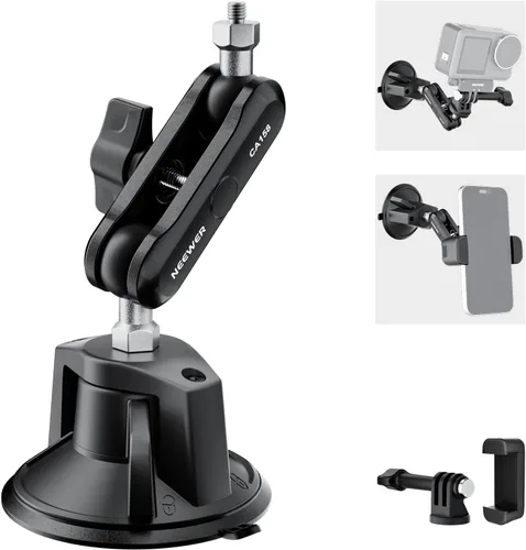 Miniatura 14 de NEEWER Soporte de ventosa para cámara de 6 pulgadas con brazo mágico de cabeza de bola, soporte de ventosa de metal en el tablero del parabrisas